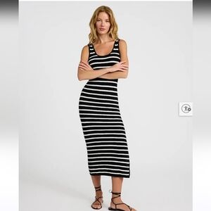 maurices XL Navy White Striped Knit Tank Midi Dress Sleeveless Lined Scoop Neck